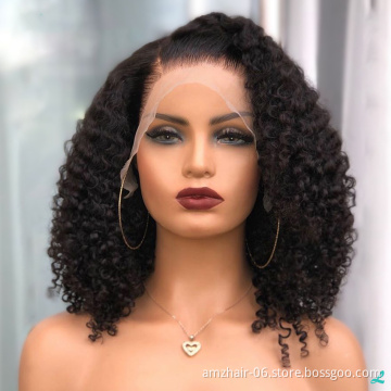 Wholesale Raw Indian Virgin Kinky Curly Hair Hd Full Lace Frontal Bob Wig Natural Human Hair Transparent Lace Front Wig Vendor